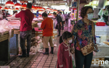 Mujer comprando en mercado de especies exóticas
