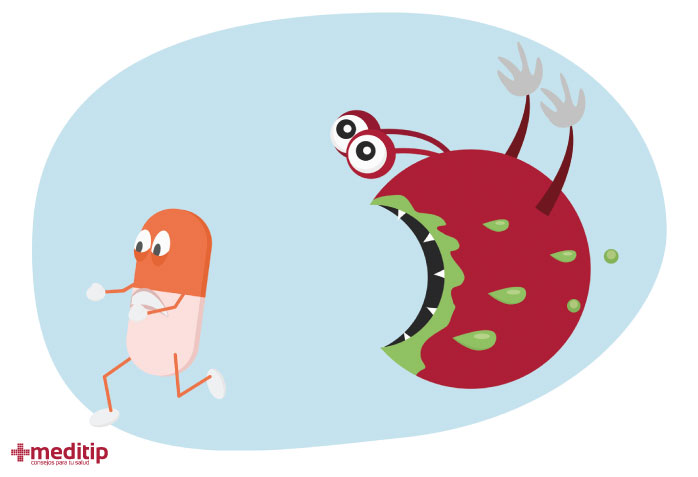 Ilustración de una superbacteria resistente: resistencia antimicrobiana 