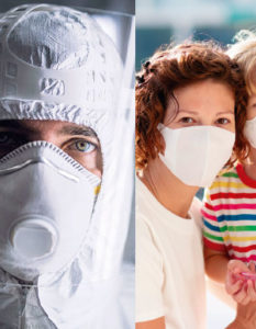 Uso correcto de cubrebocas, respiradores de alta eficiencia y mascarillas para protección contra coronavirus